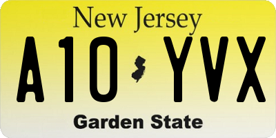 NJ license plate A10YVX