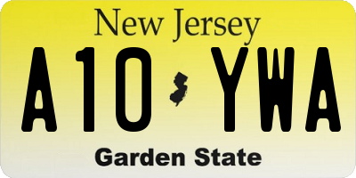 NJ license plate A10YWA
