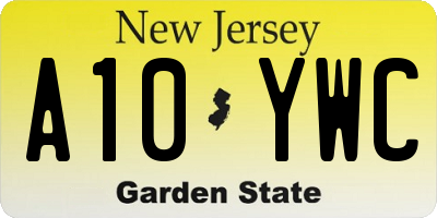 NJ license plate A10YWC
