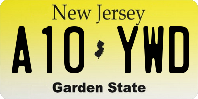 NJ license plate A10YWD