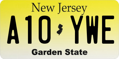 NJ license plate A10YWE