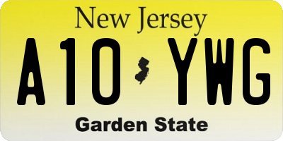 NJ license plate A10YWG