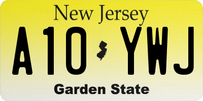 NJ license plate A10YWJ