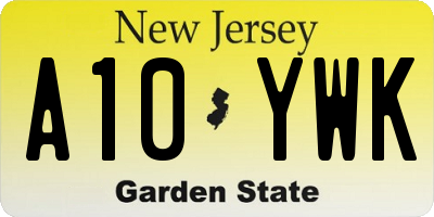 NJ license plate A10YWK