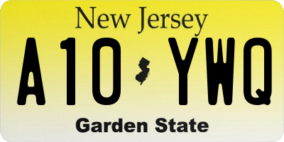 NJ license plate A10YWQ