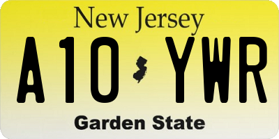 NJ license plate A10YWR