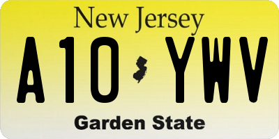 NJ license plate A10YWV