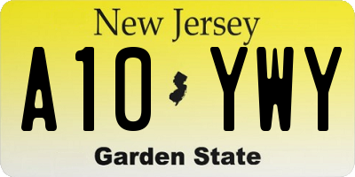 NJ license plate A10YWY