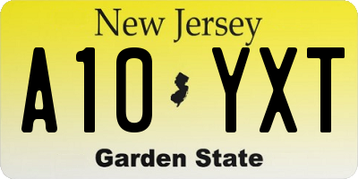 NJ license plate A10YXT