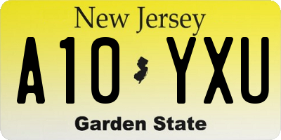 NJ license plate A10YXU