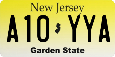 NJ license plate A10YYA