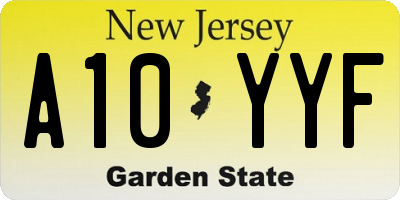 NJ license plate A10YYF