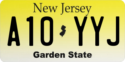 NJ license plate A10YYJ