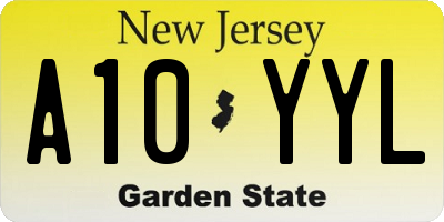 NJ license plate A10YYL