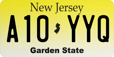 NJ license plate A10YYQ