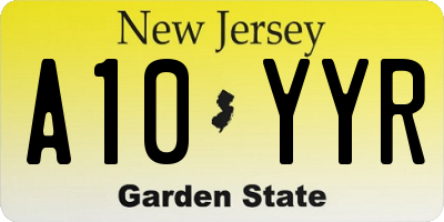 NJ license plate A10YYR