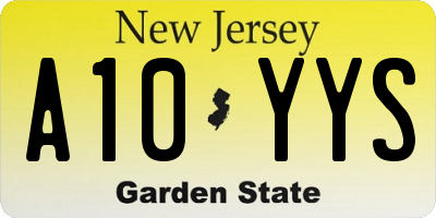 NJ license plate A10YYS