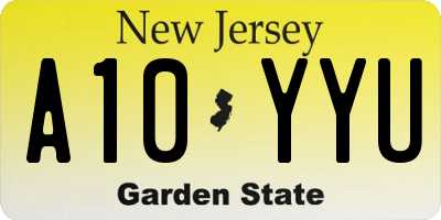 NJ license plate A10YYU