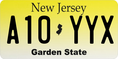 NJ license plate A10YYX