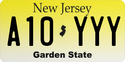 NJ license plate A10YYY