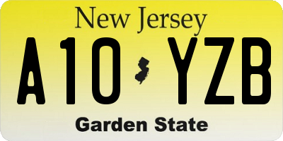NJ license plate A10YZB