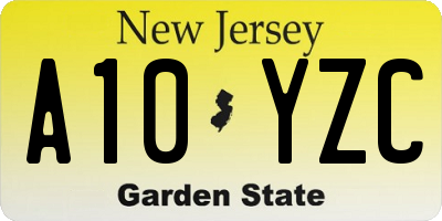 NJ license plate A10YZC