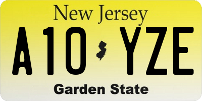 NJ license plate A10YZE