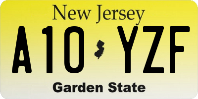 NJ license plate A10YZF