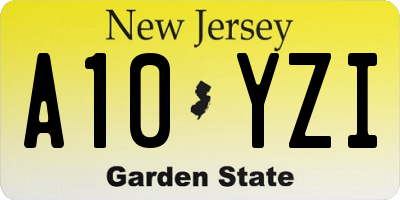 NJ license plate A10YZI