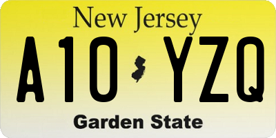 NJ license plate A10YZQ