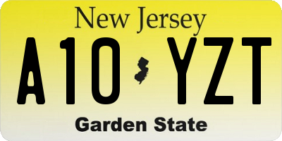 NJ license plate A10YZT