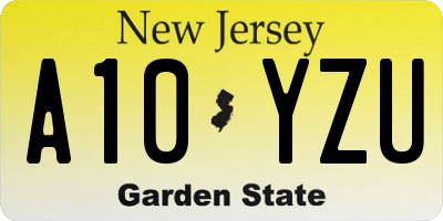 NJ license plate A10YZU