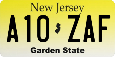 NJ license plate A10ZAF