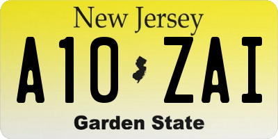 NJ license plate A10ZAI