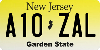 NJ license plate A10ZAL