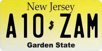 NJ license plate A10ZAM