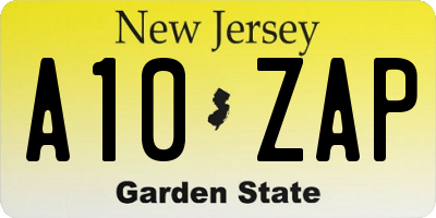 NJ license plate A10ZAP