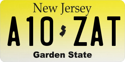 NJ license plate A10ZAT