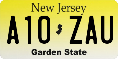 NJ license plate A10ZAU