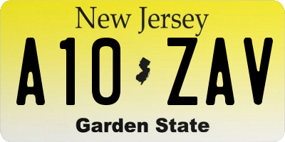 NJ license plate A10ZAV