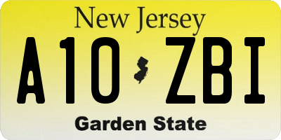 NJ license plate A10ZBI