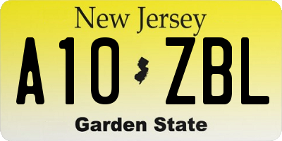 NJ license plate A10ZBL