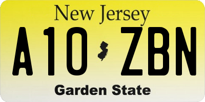 NJ license plate A10ZBN