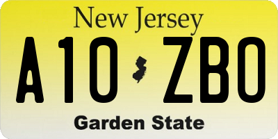 NJ license plate A10ZBO