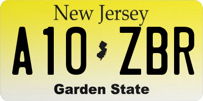 NJ license plate A10ZBR