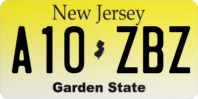 NJ license plate A10ZBZ
