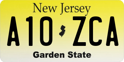 NJ license plate A10ZCA