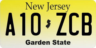 NJ license plate A10ZCB