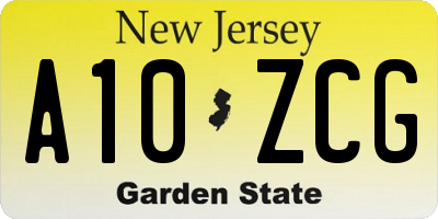 NJ license plate A10ZCG