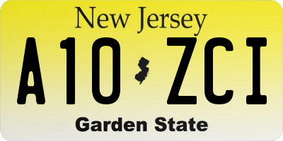 NJ license plate A10ZCI